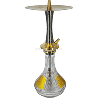 Cachimba Diavla Turbo Luxury Negra y Dorada - Frontal - Premium Shisha