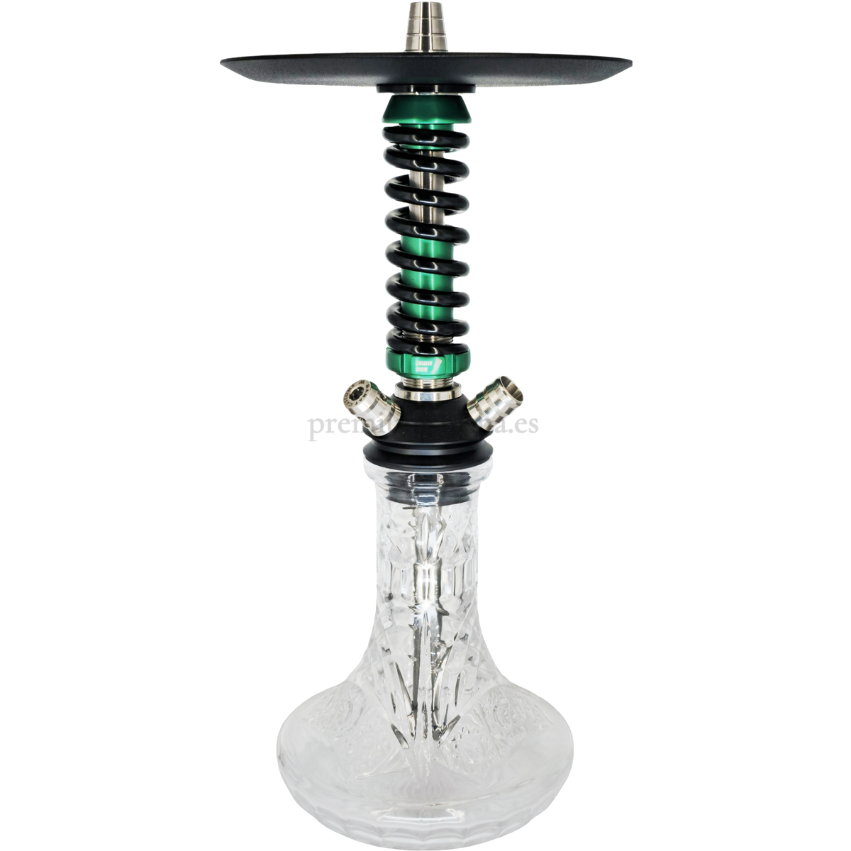 Cachimba Mamay Custom Coilover Negra y Verde - Frontal - Premium Shisha