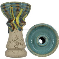 Cazoleta God Shisha Mosaic Amarilla y Azul - Frontal - Premium Shisha