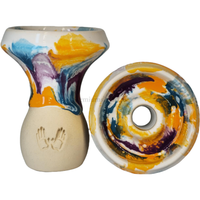 Cazoleta Mud Bowl Irirs Faenzas Naranja, Blanca y Lila - Frontal - Premium Shisha