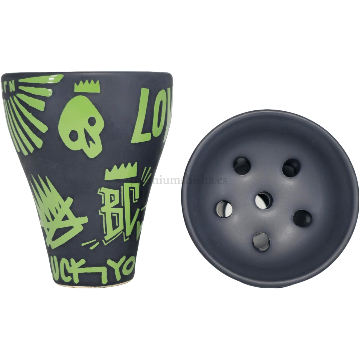 Cazoleta Oblako x Hooligan Tradi Negra y Verde - Frontal - Premium Shisha