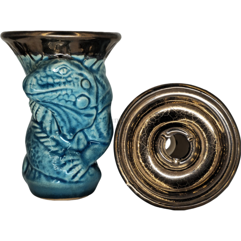Cazoleta Premium Shisha Iguana Azul y Dorada