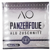 Papel de aluminio AO Hojas Plateado 40μ 50 sheets - Frontal - Premium Shisha