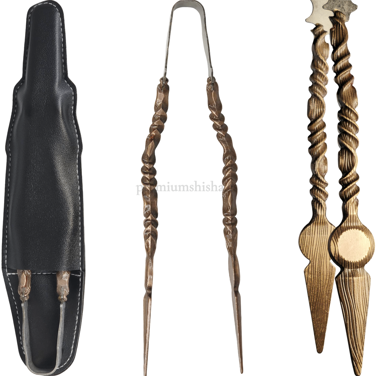 Pinza Premium Shisha Forjada Bronce - Frontal - Premium Shisha