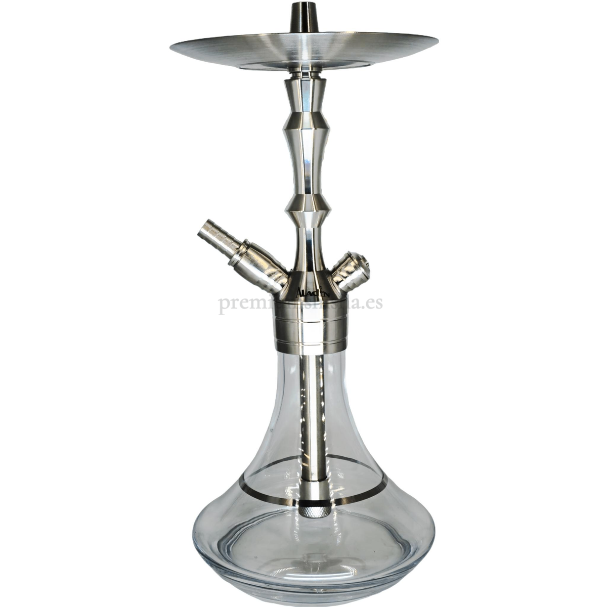 Cachimba Aladin MVP 360 Transparente anillo Plateado - Frontal - Premium Shisha
