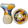 Cazoleta Mud Bowl Irirs Faenzas Naranja, Blanca y Lila - Frontal - Premium Shisha