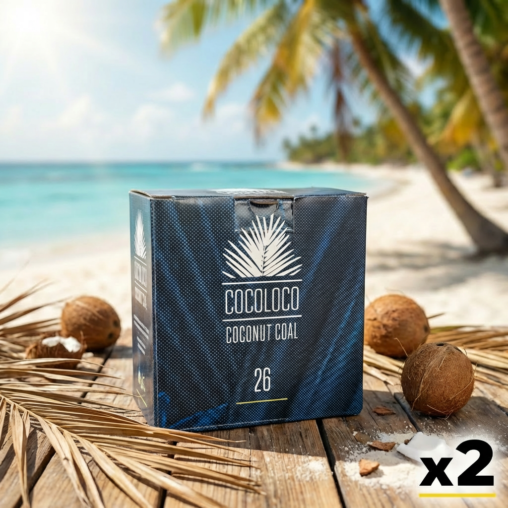 Pack Carbón Cocoloco 2kg 26mm - Frontal - Premium Shisha